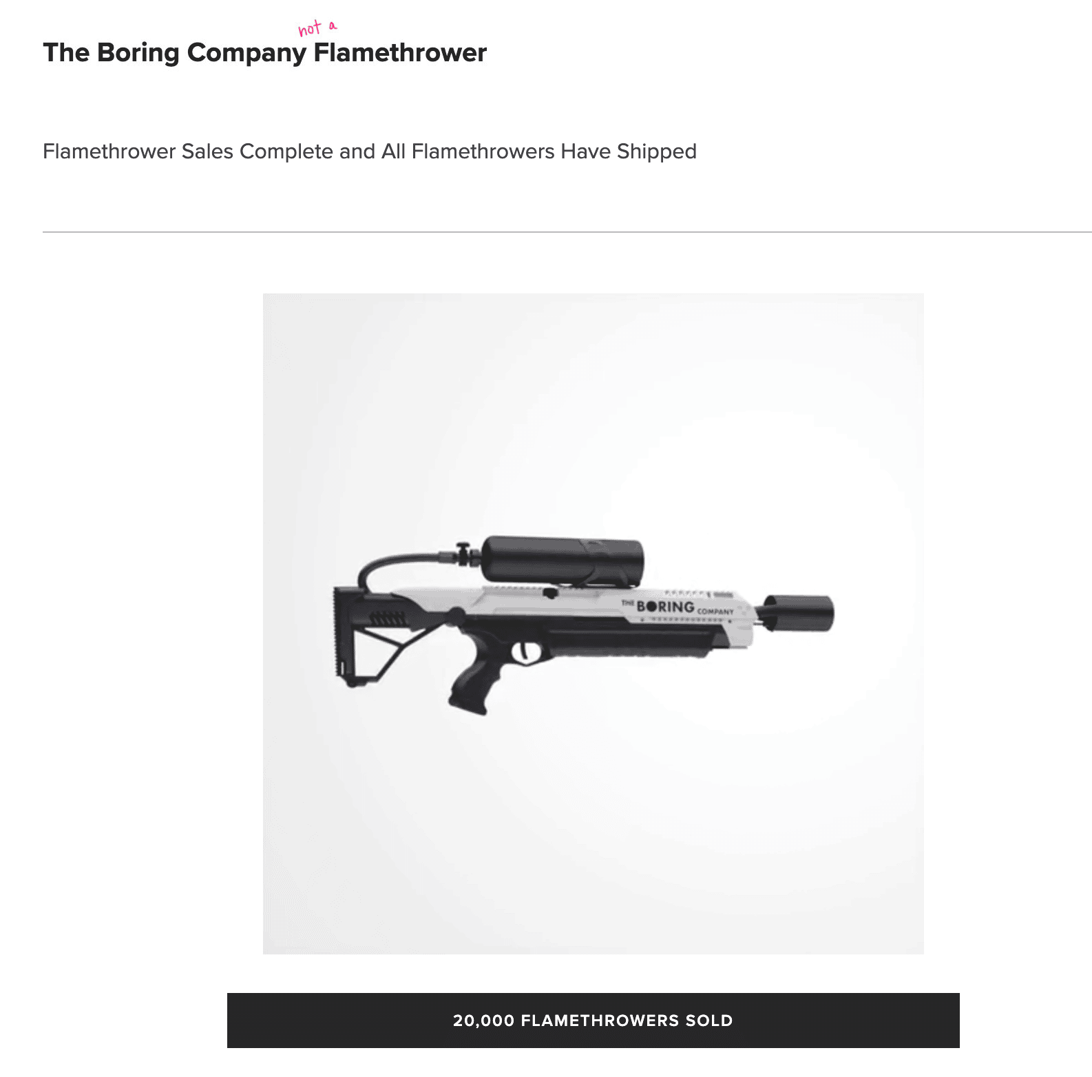 The Boring Company Not a Flamethrower