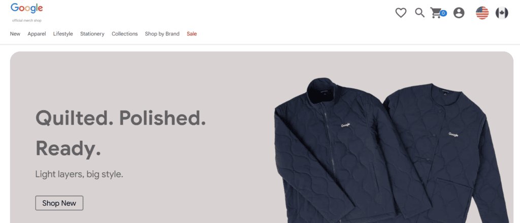 Google's swag store homepage.