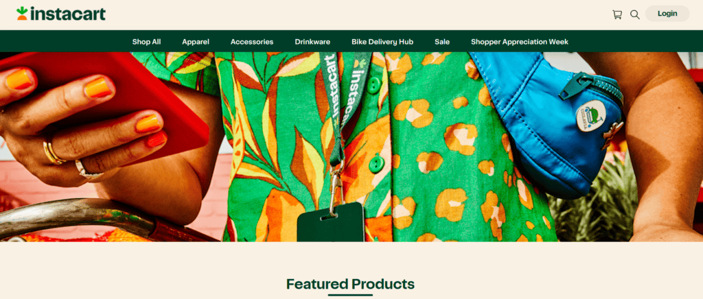 Instacart's swag store homepage.