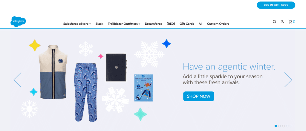 Salesforce's swag store homepage.