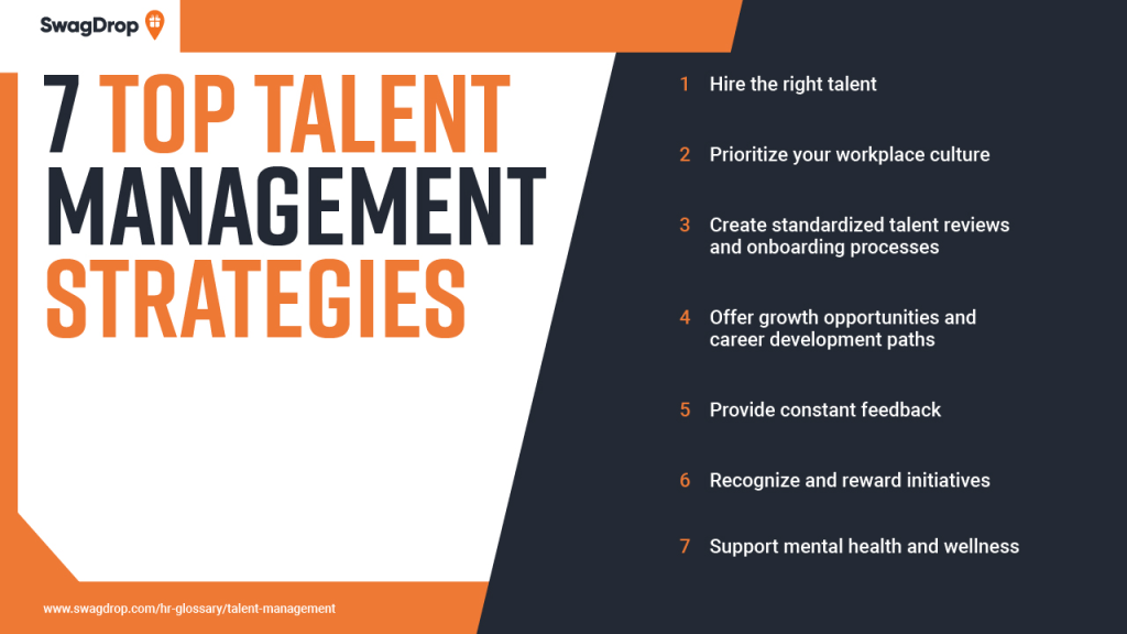 A graph showing seven top talent management strategies.