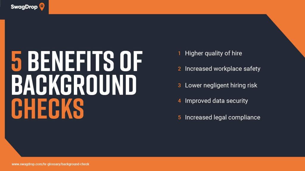 A graph showing five benefits of background checks.