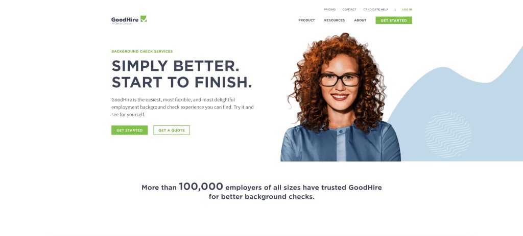 Screenshot from the homepage of the GoodHire background-check site