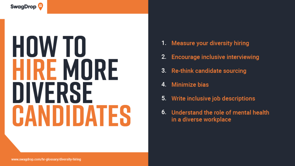 a graph showing six tips for hiring more diverse candidates.