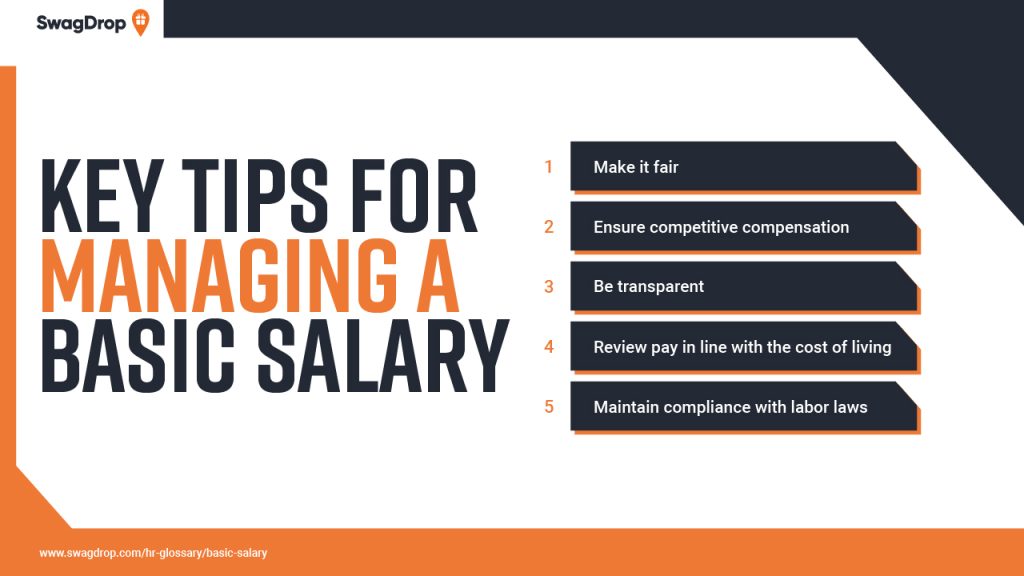 A graph showing five tips for managing a basic salary.