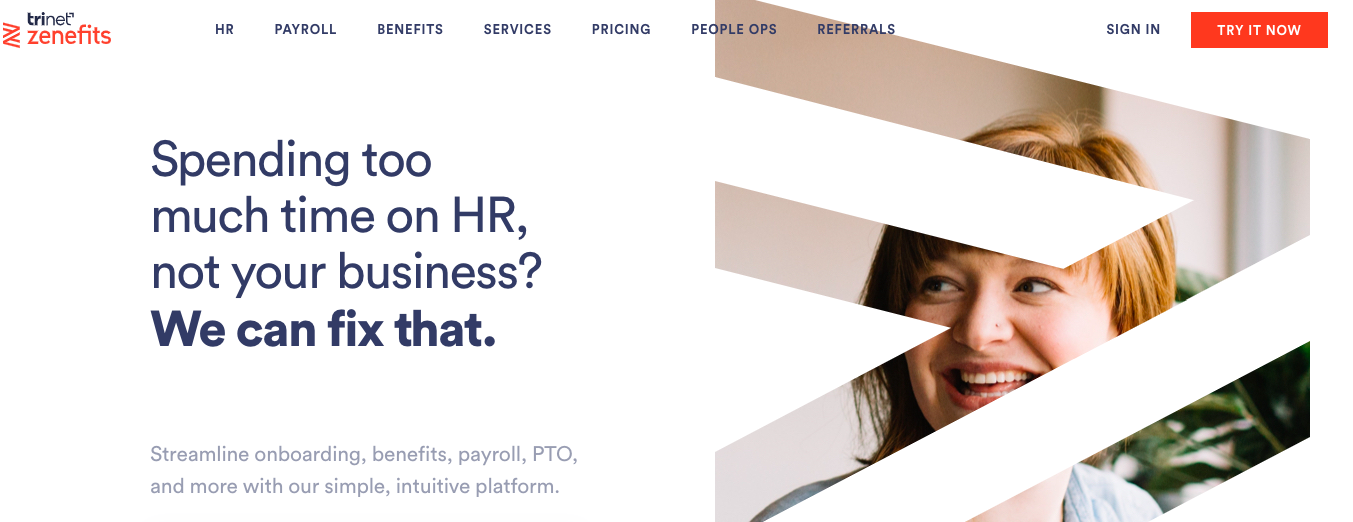 A screenshot of the HR platform Zenefits.