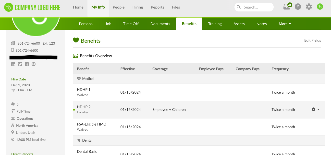 A screenshot of Bamboo HR's user interface, showcasing its features as an alternative to Workday.