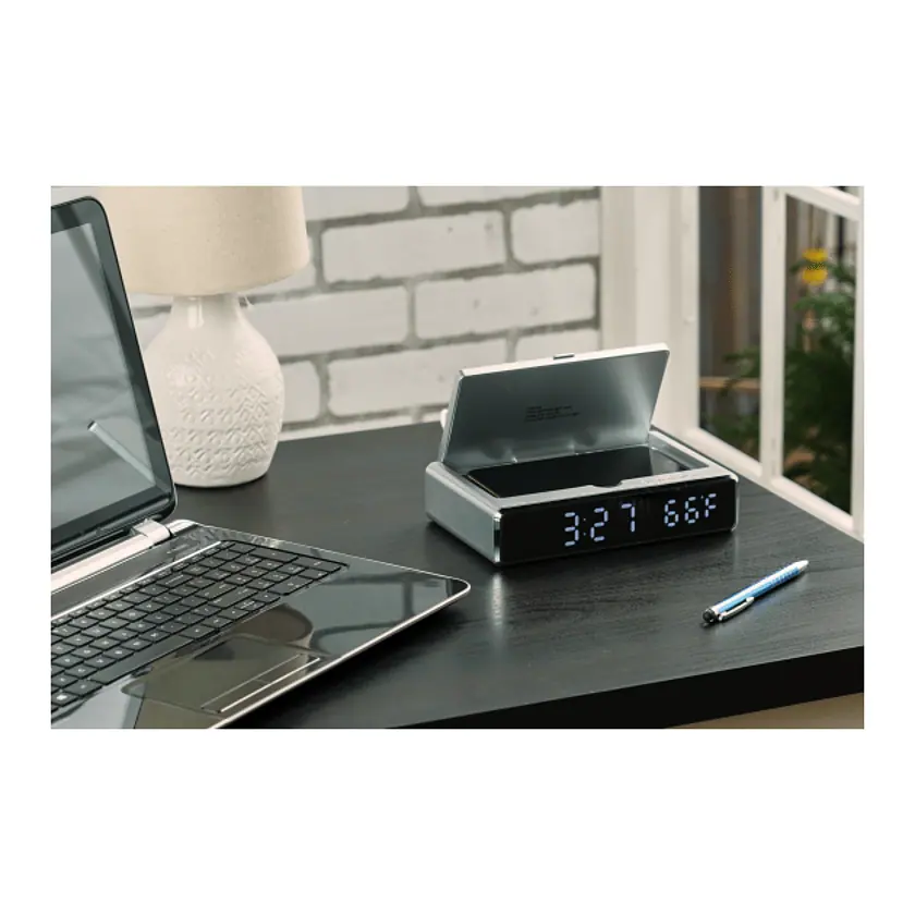 UV Sanitizer Desk Clock with Wireless Charging