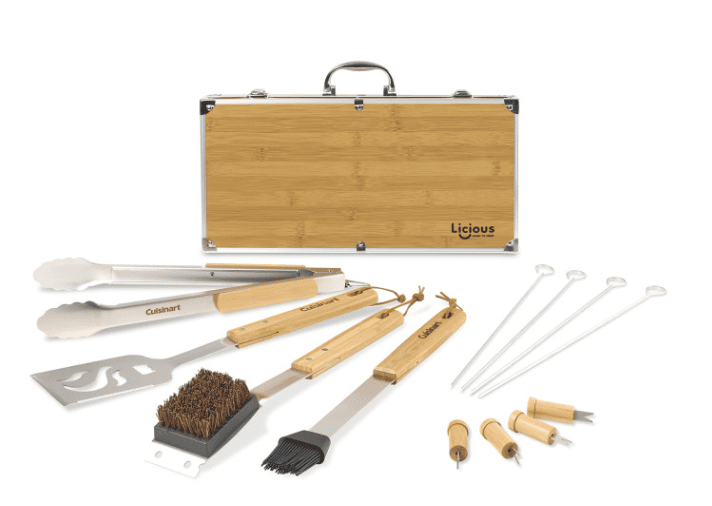 Screenshot of a bamboo case and grill tools.