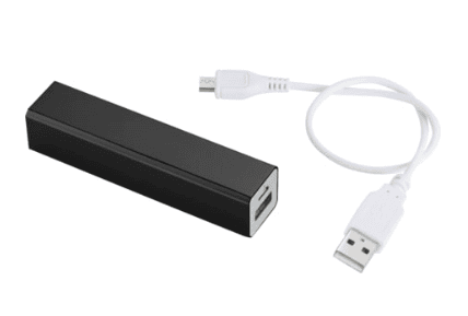 Screenshot of a black power bank and a cable.