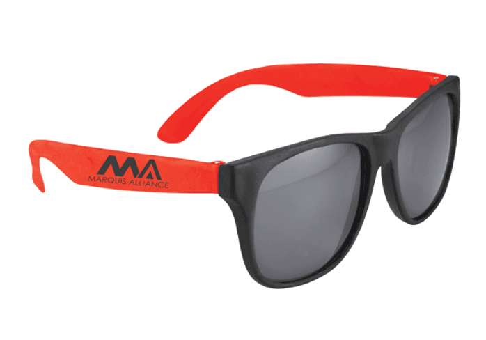 Screenshot of a pair of red and black sunglasses.
