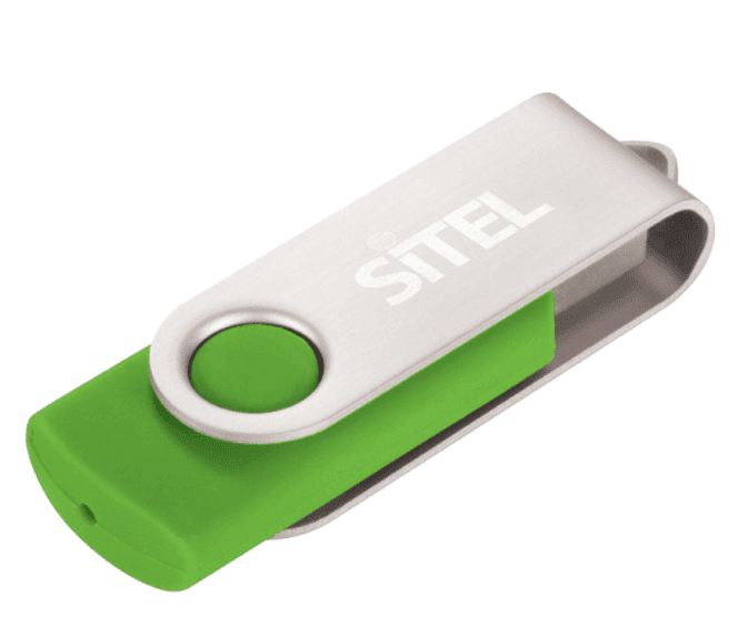 Screenshot of a green USB flash drive.