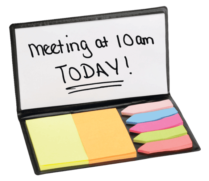 Screenshot of a colorful sticky memo pad.
