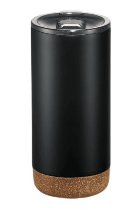 Screenshot of a black tumbler with a cork bottom.