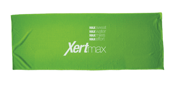 A green branded towel.