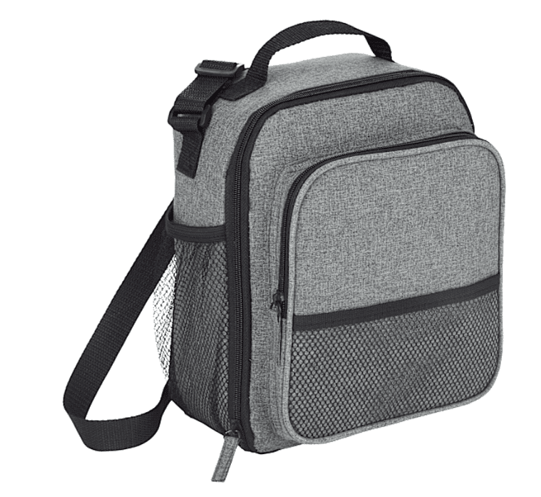 A grey cooler bag.