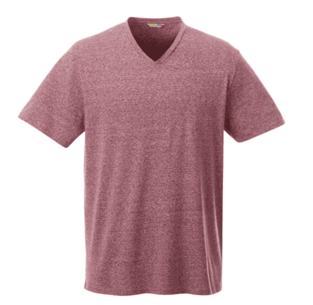 A burgundy t-shirt.