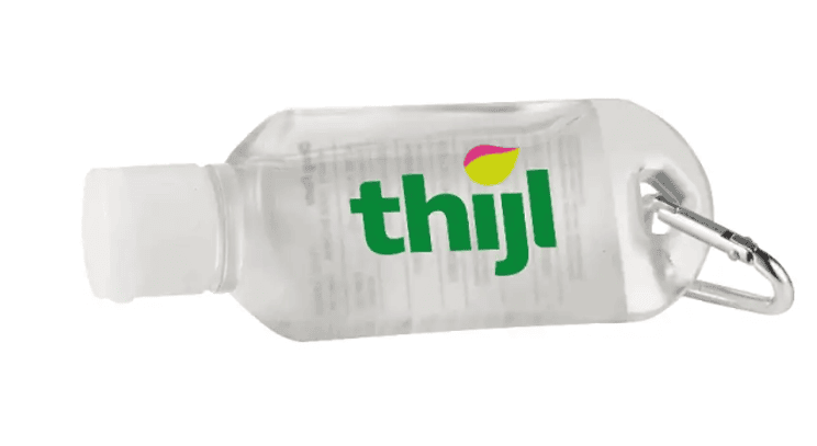 A small plastic bottle with a carabiner.