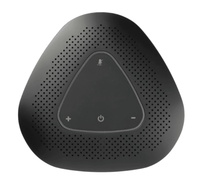 Screenshot of a black conference speaker.