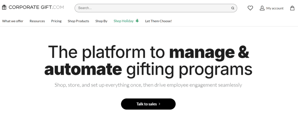 Screenshot of the CorporateGift.com homepage.