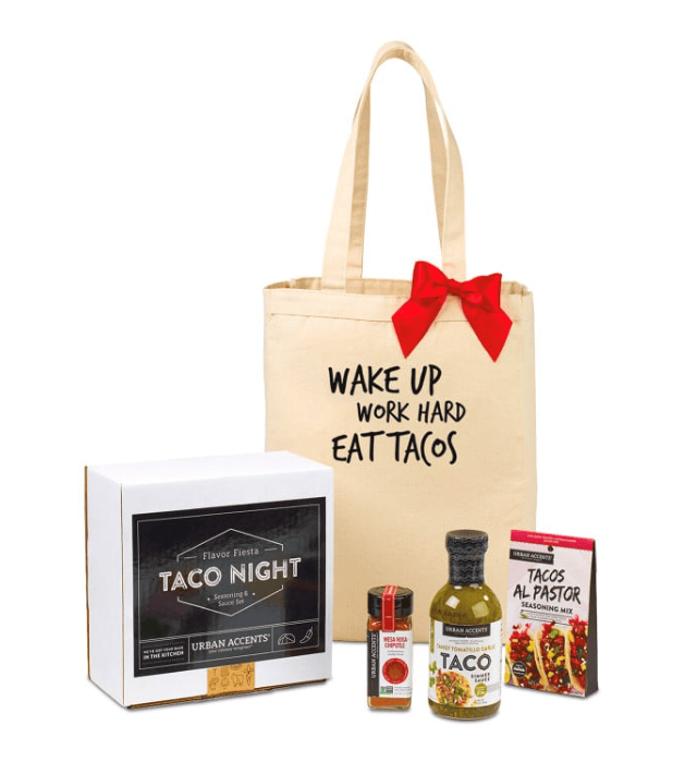 Screenshot of a tote bag, a box, a packet and two bottles.