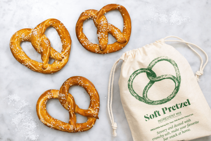 Three pretzels and a pouch.