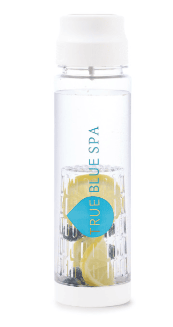 An infuser bottle with fruit and water inside.