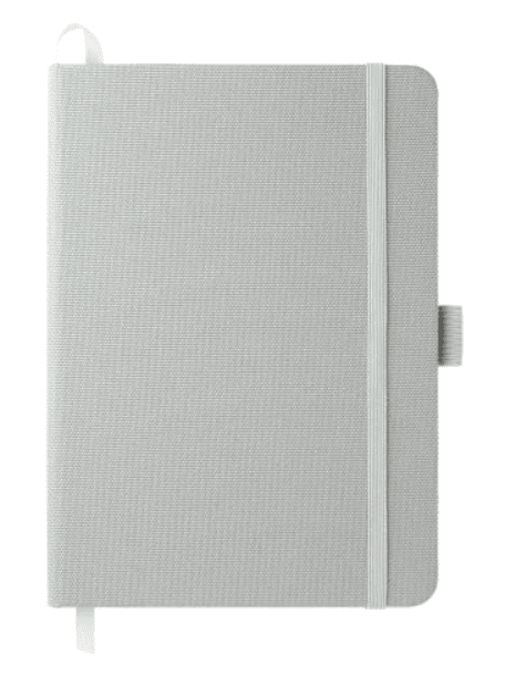 A grey notebook.