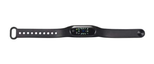 A black fitness watch.