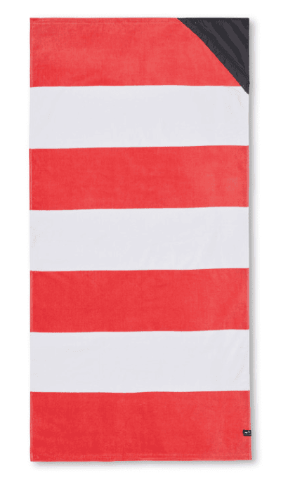 A red and white beach towel.