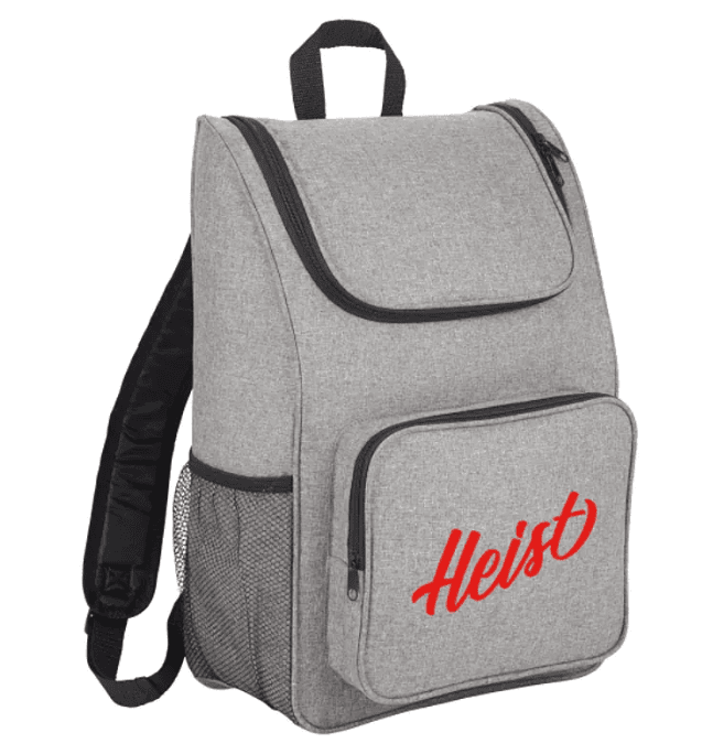 A grey backpack.