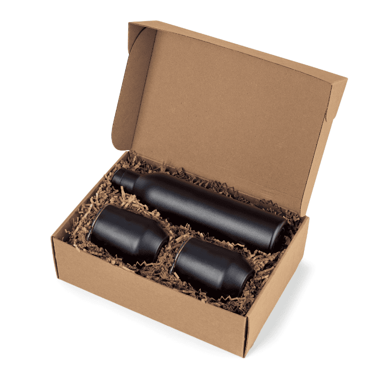 SwagDrop MiiR Wine Bottle & Tumbler Gift Set, in black, featuring vacuum insulated drinkware for enjoying wine outdoors.
