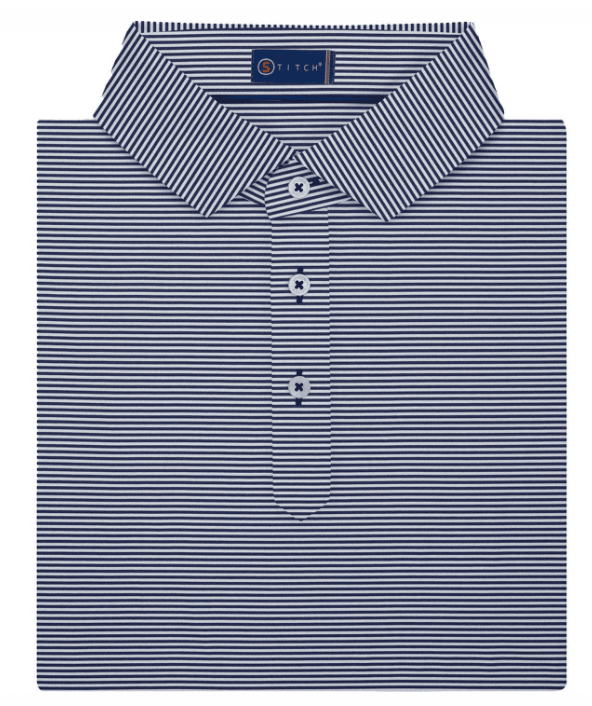 STITCH Atlantic Stripe Polo Shirt in Navy Blue