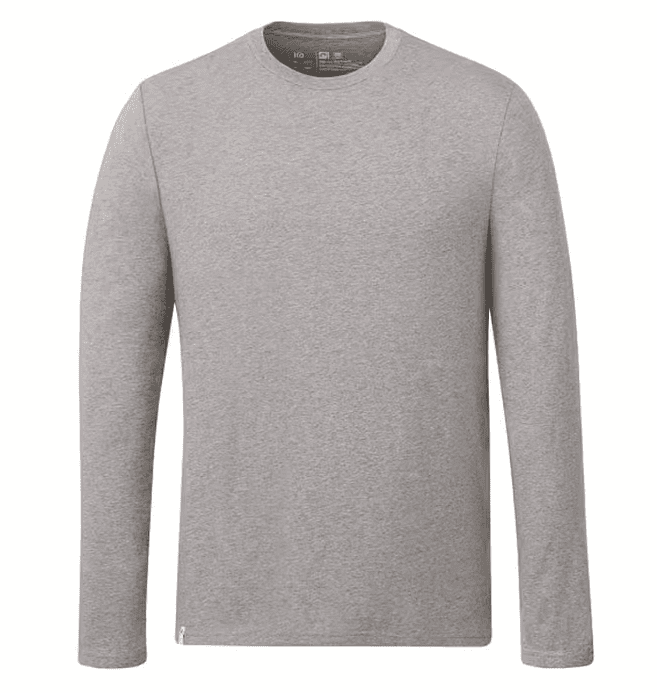 SwagDrop Tentree Organic Cotton Longsleeve Tee in grey featuring a simple crew neckline and sustainable design.
