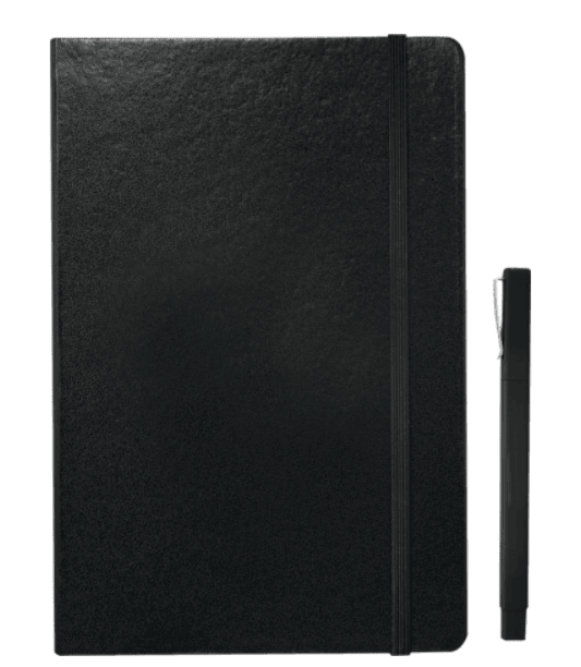 SwagDrop Ambassador Bound JournalBook Bundle including a sleek black notebook and matching pen for professional use.