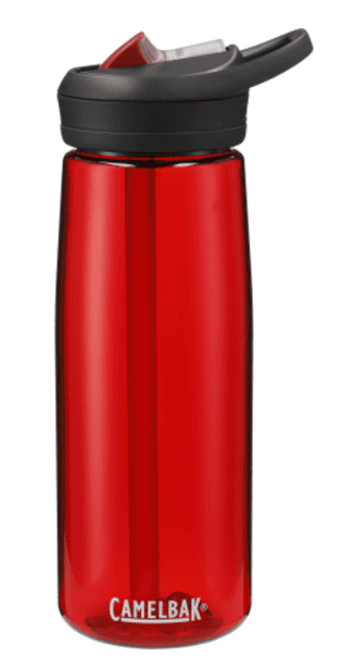 SwagDrop CamelBak Eddy+ Bottle in red, featuring a spill-proof bite valve and durable construction for on-the-go hydration.
