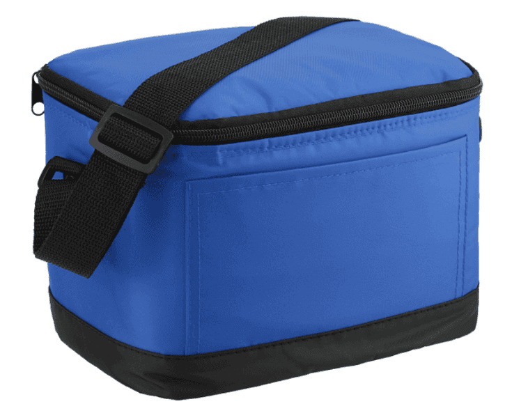 SwagDrop Classic Six-Can Lunch Cooler with PEVA insulation, in blue, that keeps meals fresh and is ideal for office or outdoor use.