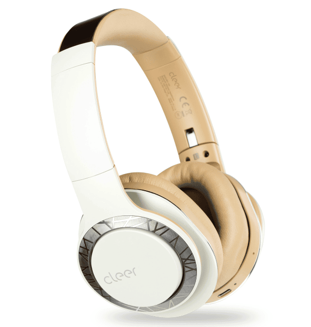 SwagDrop Cleer Enduro 100 Bluetooth Headphones in cream, with padded ear cups and 100-hour battery life, designed for comfort and premium sound.
