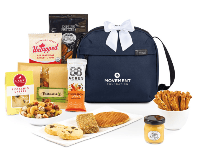 Screenshot of a cooler bag surrounded by snacks.