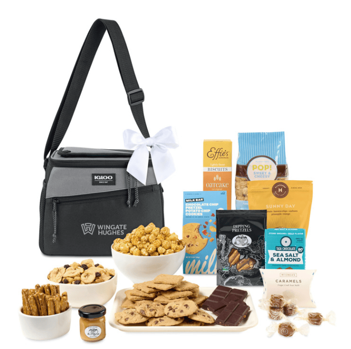 Screenshot of a cooler bag and lots of sweets and snacks.