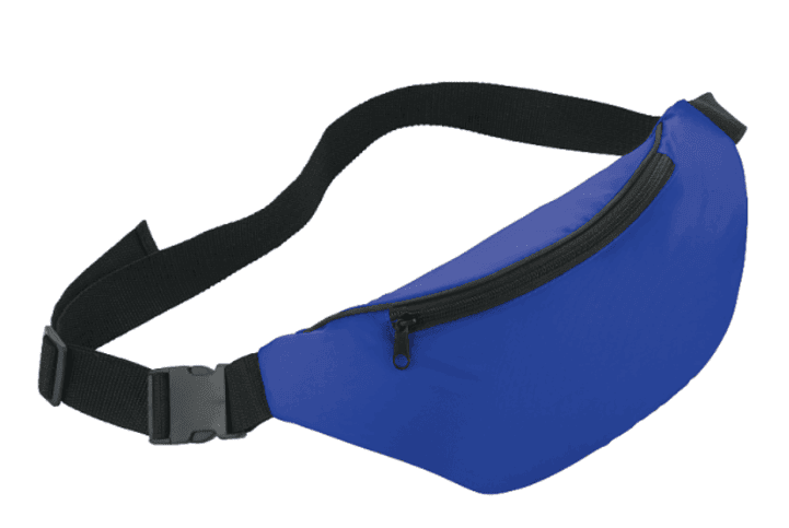 SwagDrop Hipster Budget Fanny Pack in blue, combining hands-free convenience with a sleek design for commuting or outdoor activities.