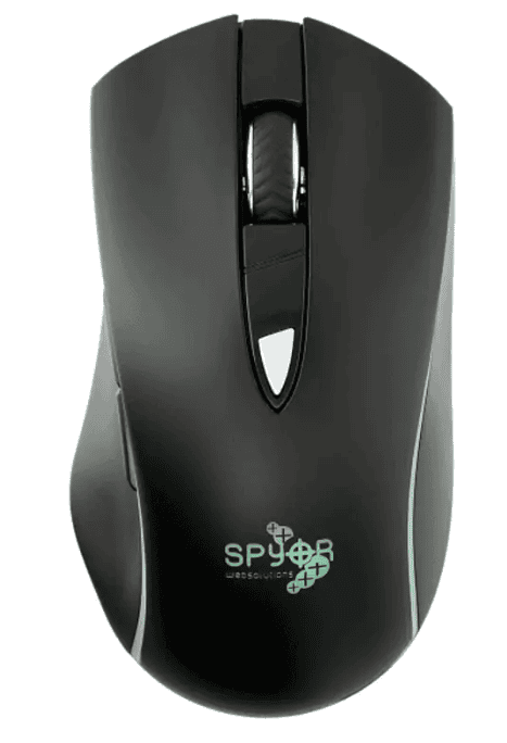 SwagDrop Light Up Logo Wireless Optical Mouse in black, featuring adjustable DPI levels and an ergonomic design for all-day comfort.