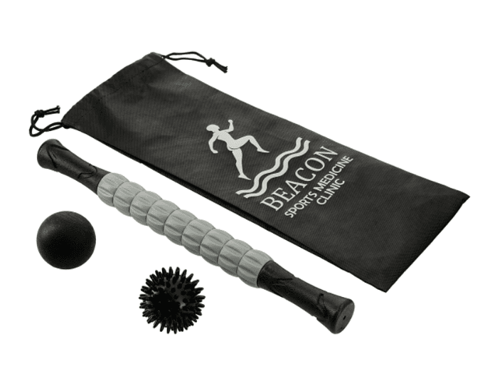 Screenshot of a massage roller, two massage balls and a bag.