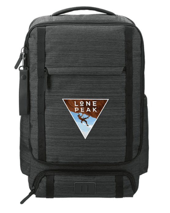 SwagDrop NBN Work Anywhere Computer Backpack in dark grey, offering multiple compartments and padded storage for laptops and office essentials.