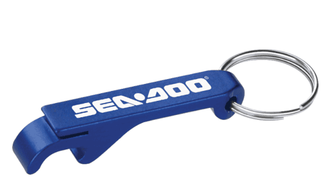 Screenshot of a blue bottle opener keychain.