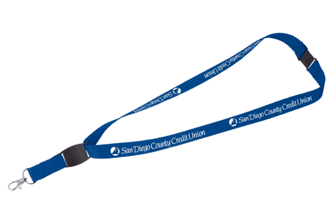 Screenshot of a blue customized lanyard.