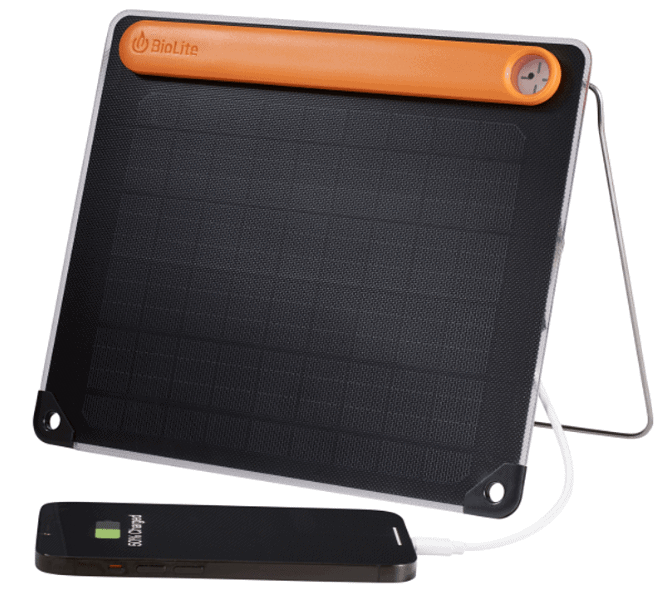 Screenshot of a portable solar panel and mobile phone.
