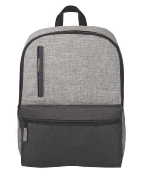SwagDrop Reclaim Recycled Computer Backpack, in grey, made from 100% recycled materials, featuring ample storage and eco-friendly design.