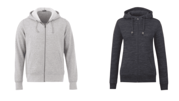 Screenshot of a grey hoodie and a black hoodie.