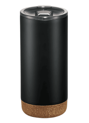 SwagDrop Valhalla Copper Vacuum Insulated Tumbler featuring a matte black finish, a skid-proof cork bottom and copper insulation for keeping beverages at the perfect temperature.